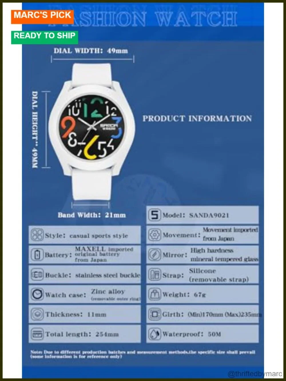 Men's Analog Quartz Watch 5ATM Waterproof Sports Wristwatch Silicone Strap